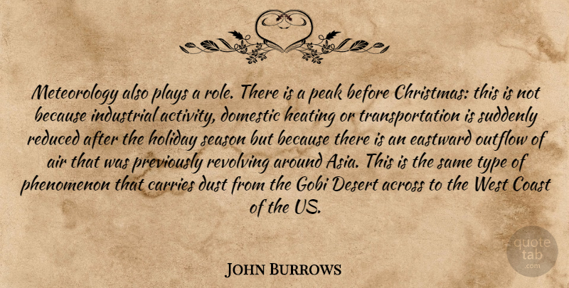 John Burrows Quote About Across, Air, Carries, Christmas, Coast: Meteorology Also Plays A Role...