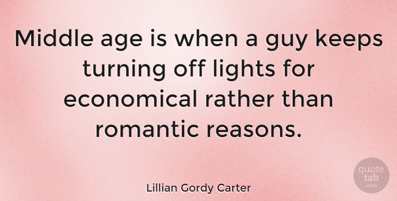 Lillian Gordy Carter Quote About Age, Age And Aging, American Celebrity, Economical, Guy: Middle Age Is When A...