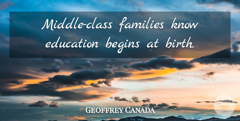 Geoffrey Canada Quote About Class, Birth, Middle: Middle Class Families Know Education...