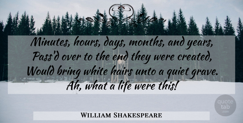 William Shakespeare Quote About Time, Years, White Hair: Minutes Hours Days Months And...
