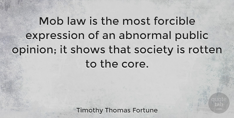 Timothy Thomas Fortune Quote About Expression, Law, Rotten: Mob Law Is The Most...