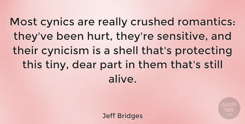 Jeff Bridges Quote About Romantic, Hurt, Shells: Most Cynics Are Really Crushed...