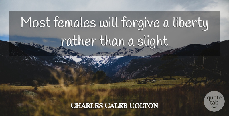 Charles Caleb Colton Quote About Forgiving, Liberty, Female: Most Females Will Forgive A...