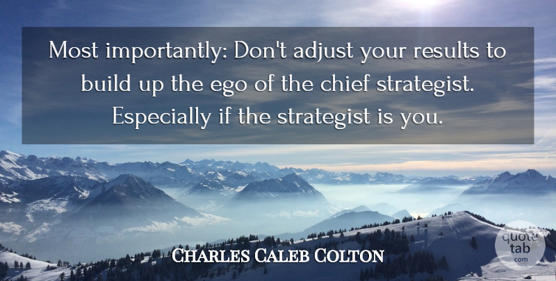 Charles Caleb Colton Quote About Ego, Chiefs, Results: Most Importantly Dont Adjust Your...