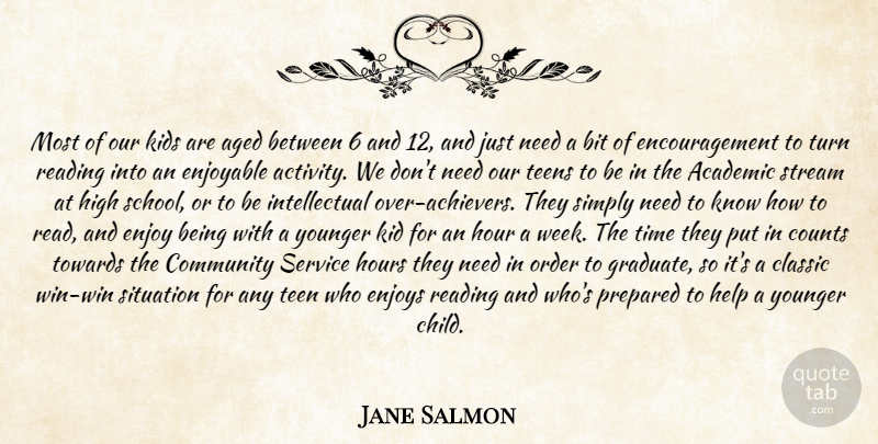 Jane Salmon Quote About Academic, Aged, Bit, Classic, Community: Most Of Our Kids Are...