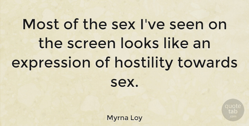 Myrna Loy Quote About Sex, Expression, Looks: Most Of The Sex Ive...