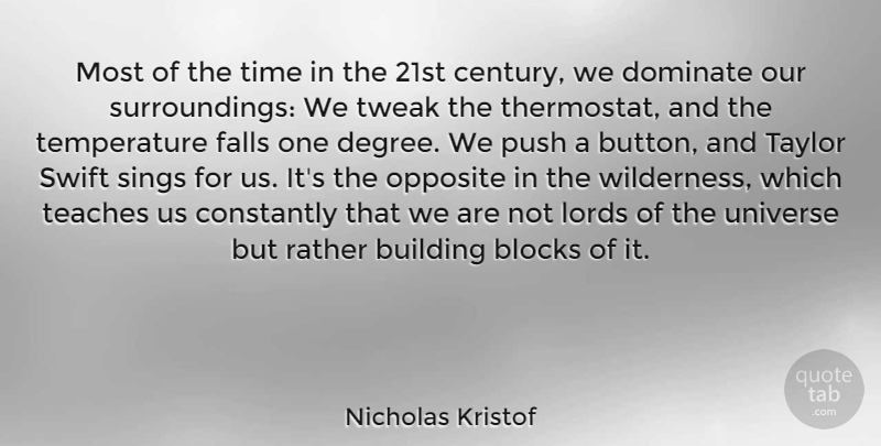 Nicholas Kristof Quote About Blocks, Constantly, Dominate, Falls, Lords: Most Of The Time In...