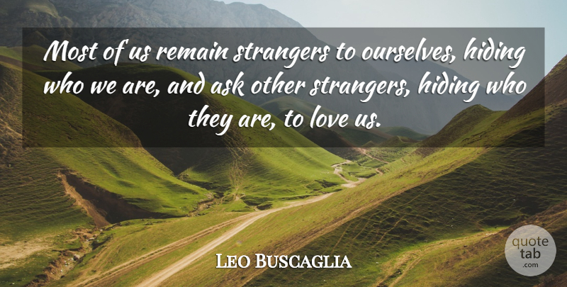 Leo Buscaglia Quote About Inspirational, Who We Are, Stranger: Most Of Us Remain Strangers...