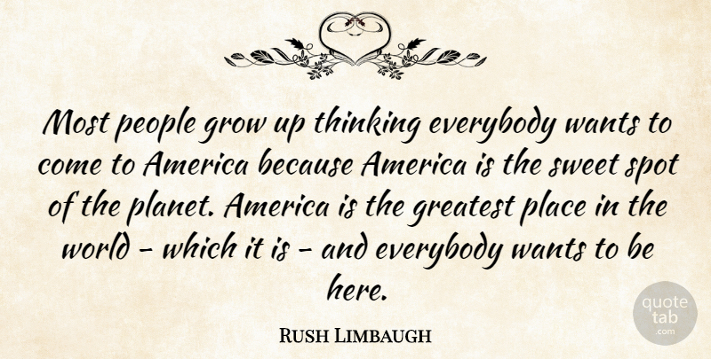Rush Limbaugh Quote About Sweet, Growing Up, Thinking: Most People Grow Up Thinking...
