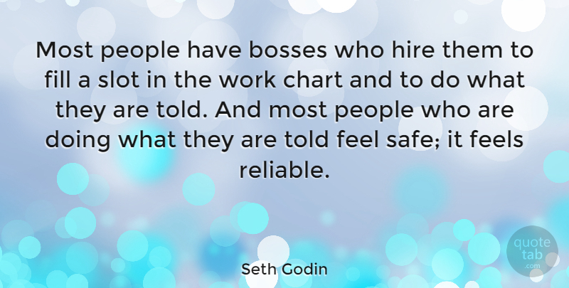 Seth Godin Quote About People, Boss, Safe: Most People Have Bosses Who...