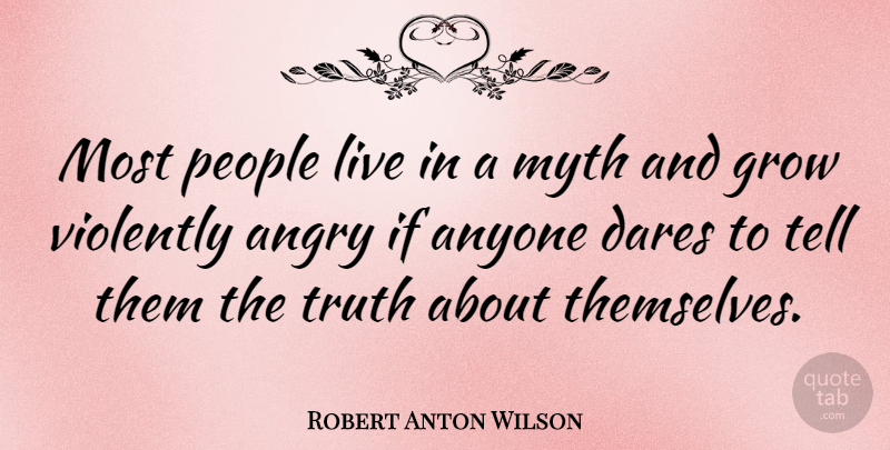 Robert Anton Wilson Quote About Truth, People, Dare: Most People Live In A...