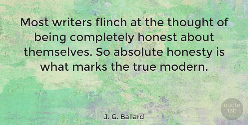 J. G. Ballard Quote About Honesty, Modern, Mark: Most Writers Flinch At The...