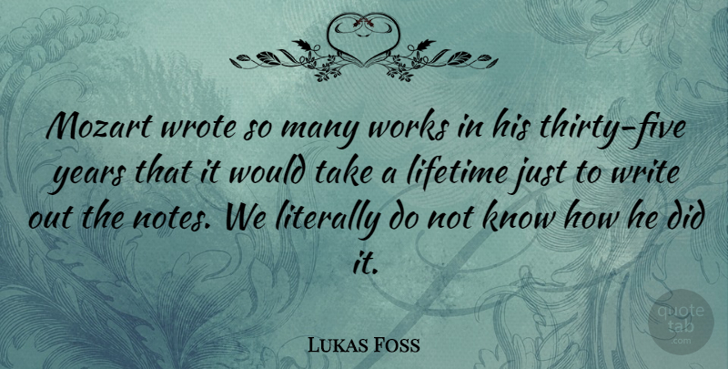 Lukas Foss Quote About Writing, Years, Lifetime: Mozart Wrote So Many Works...