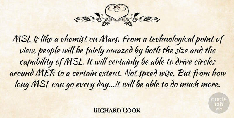 Richard Cook Quote About Amazed, Both, Capability, Certainly, Chemist: Msl Is Like A Chemist...