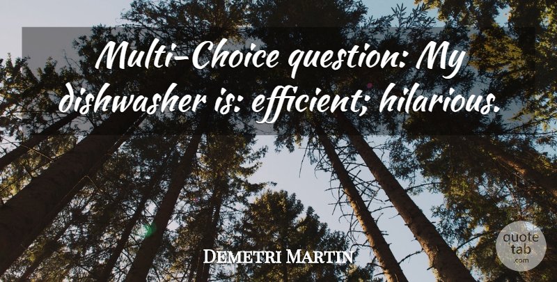Demetri Martin Quote About Choices, Dishwashers, Efficient: Multi Choice Question My Dishwasher...