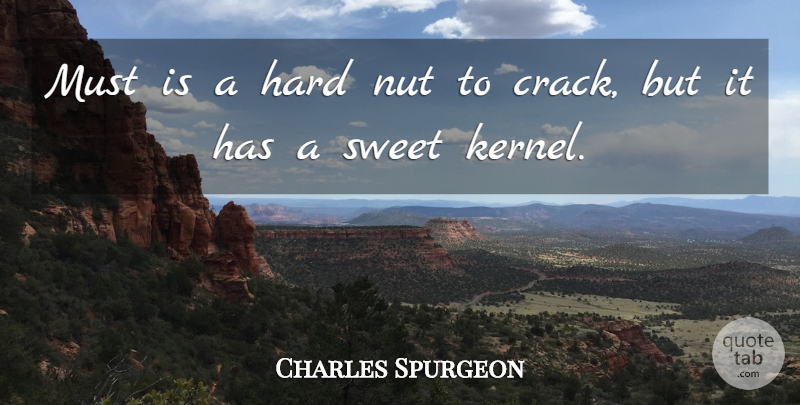 Charles Spurgeon Quote About Inspirational, Motivational, Perseverance: Must Is A Hard Nut...
