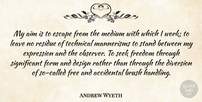 Andrew Wyeth Quote About Expression, Design, Significant: My Aim Is To Escape...