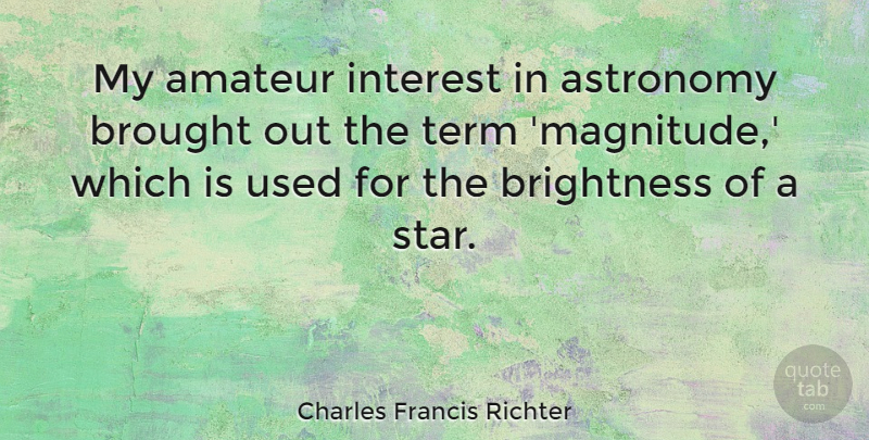 Charles Francis Richter Quote About Amateur, Astronomy, Brought, Interest, Term: My Amateur Interest In Astronomy...