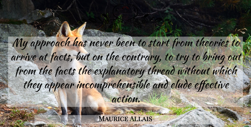 Maurice Allais Quote About Appear, Approach, Arrive, Bring, Effective: My Approach Has Never Been...