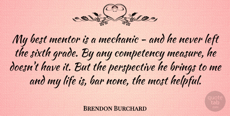 Brendon Burchard Quote About Perspective, Mentor, Bars: My Best Mentor Is A...