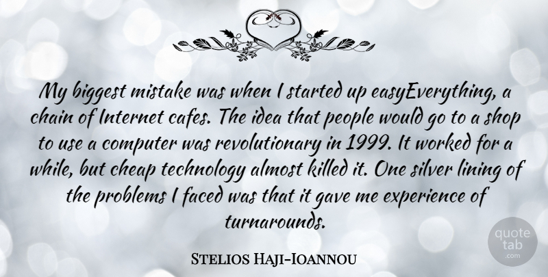 Stelios Haji-Ioannou Quote About Almost, Biggest, Chain, Cheap, Computer: My Biggest Mistake Was When...