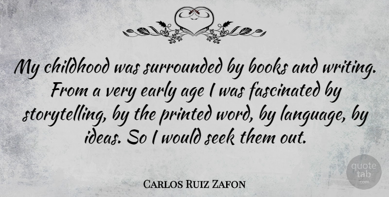 Carlos Ruiz Zafon Quote About Book, Writing, Ideas: My Childhood Was Surrounded By...