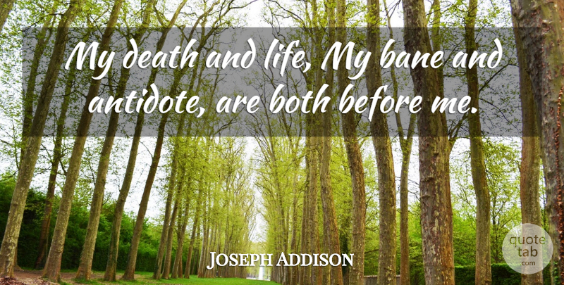 Joseph Addison Quote About Destiny, Life And Death, Antidote: My Death And Life My...