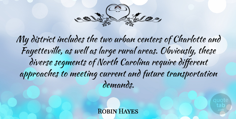 Robin Hayes Quote About Two, Different, Rural Areas: My District Includes The Two...