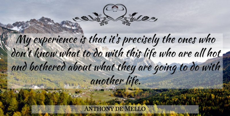 Anthony de Mello Quote About Spiritual, Hot, This Life: My Experience Is That Its...