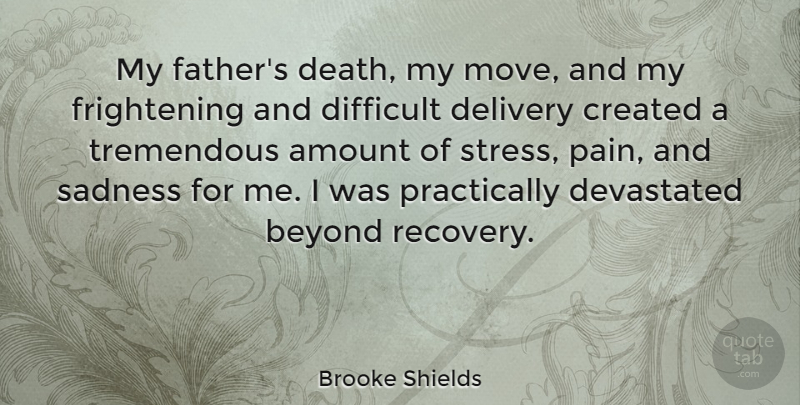 Brooke Shields Quote About Pain, Stress, Father: My Fathers Death My Move...