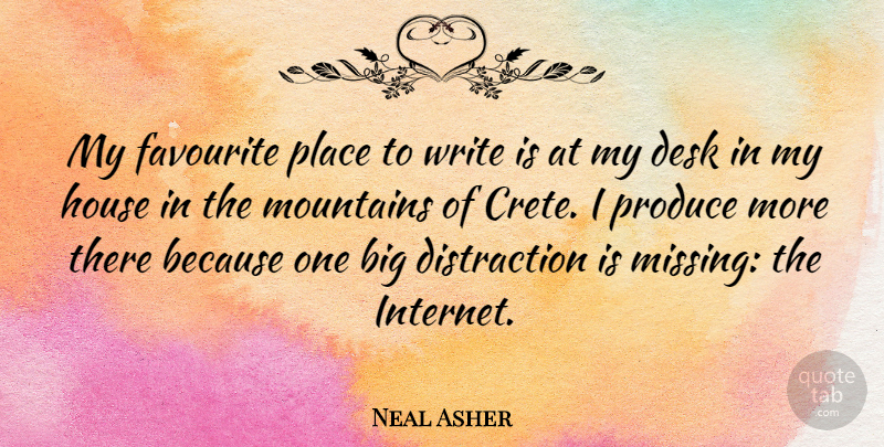 Neal Asher Quote About Desk, Favourite, House, Produce: My Favourite Place To Write...
