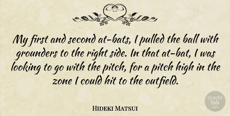 Hideki Matsui Quote About Ball, High, Hit, Looking, Pitch: My First And Second At...