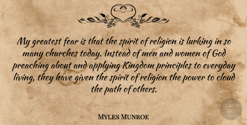Myles Munroe Quote About Men, Church Today, Greatest Fear: My Greatest Fear Is That...