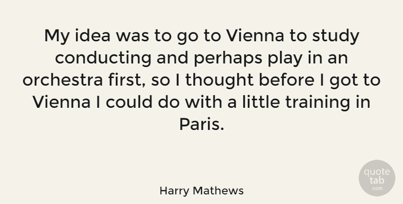Harry Mathews Quote About Play, Ideas, Paris: My Idea Was To Go...
