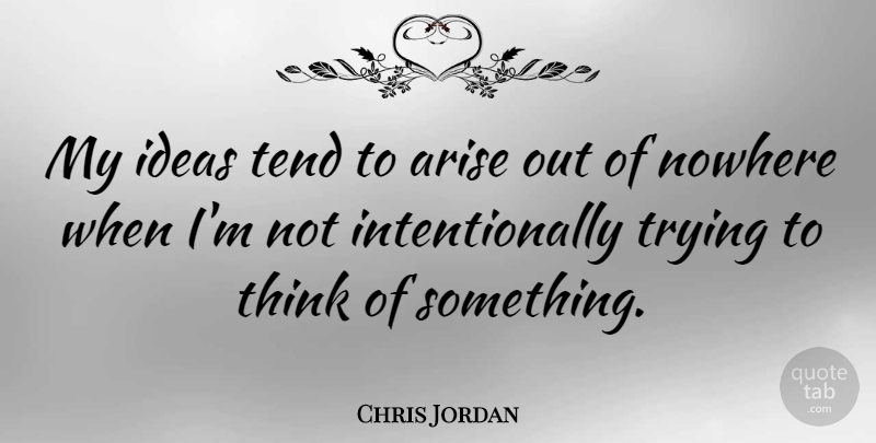 Chris Jordan Quote About Tend, Trying: My Ideas Tend To Arise...