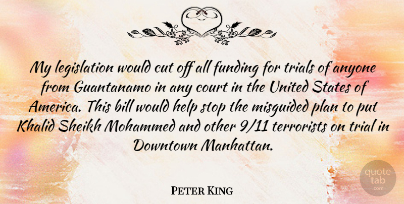 Peter King Quote About Cutting, America, Downtown: My Legislation Would Cut Off...