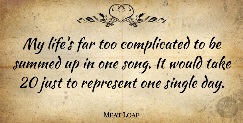 Meat Loaf Quote About Song, Complicated: My Lifes Far Too Complicated...