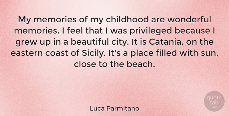 Luca Parmitano Quote About Beautiful, Beach, Memories: My Memories Of My Childhood...