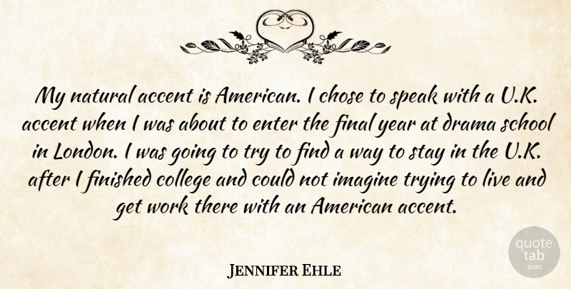 Jennifer Ehle Quote About Accent, Chose, Enter, Final, Finished: My Natural Accent Is American...
