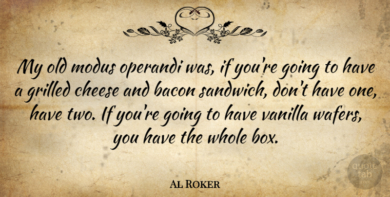 Al Roker Quote About Vanilla: My Old Modus Operandi Was...