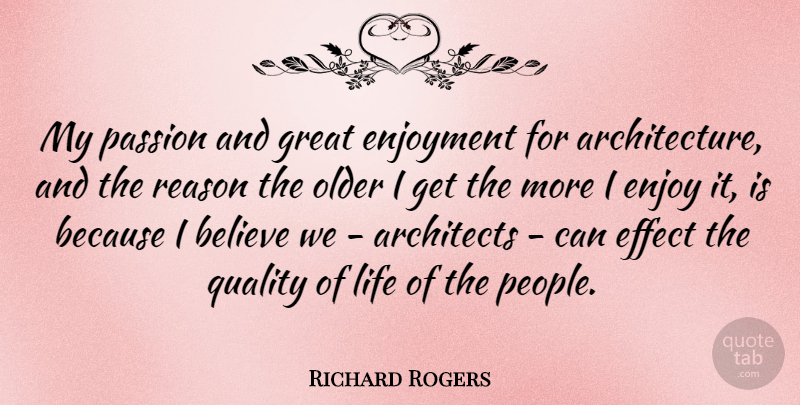 Richard Rogers Quote About Believe, Passion, People: My Passion And Great Enjoyment...