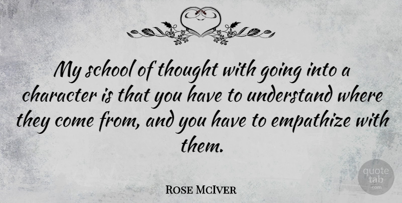 Rose McIver Quote About Empathize, School: My School Of Thought With...
