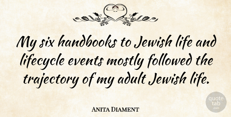 Anita Diament Quote About Adult, Events, Followed, Jewish, Life: My Six Handbooks To Jewish...