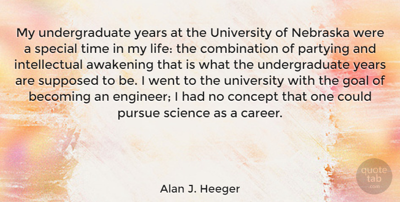 Alan J. Heeger Quote About Awakening, Becoming, Concept, Goal, Life: My Undergraduate Years At The...