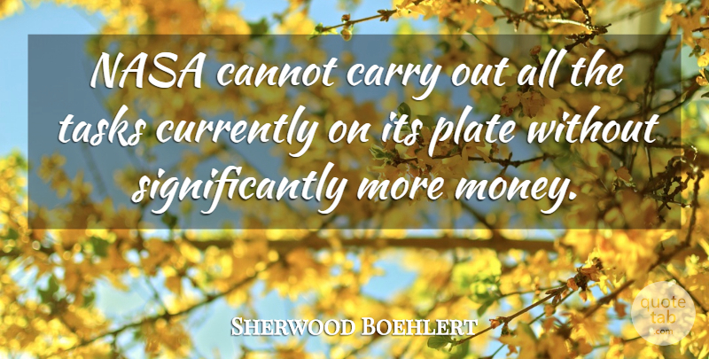 Sherwood Boehlert Quote About Cannot, Carry, Currently, Nasa, Plate: Nasa Cannot Carry Out All...