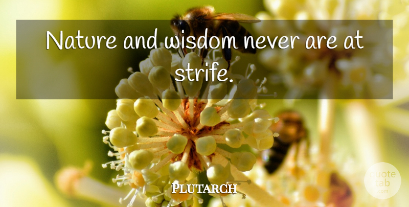 Plutarch Quote About Inspirational, Strife: Nature And Wisdom Never Are...