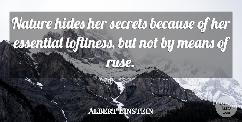 Albert Einstein Quote About Mean, Secret, Essentials: Nature Hides Her Secrets Because...