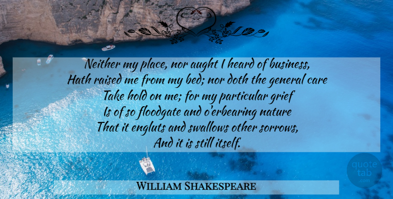 William Shakespeare Quote About Grief, Sorrow, Care: Neither My Place Nor Aught...