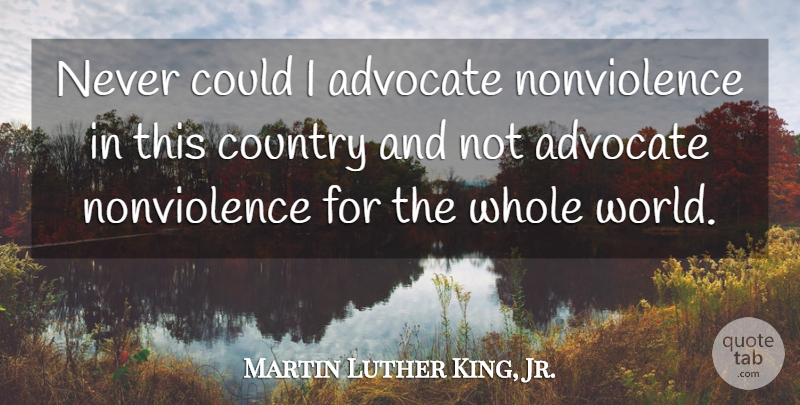 Martin Luther King, Jr. Quote About Wisdom, Country, Fun: Never Could I Advocate Nonviolence...