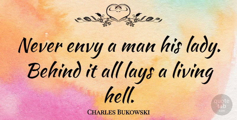 Charles Bukowski Quote About Men, Envy, Hell: Never Envy A Man His...
